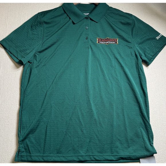 NWT Zorrel Performance Polo L Men's Green FLANAGAN'S Irish Pub Bermuda Syntrel - Picture 1 of 7
